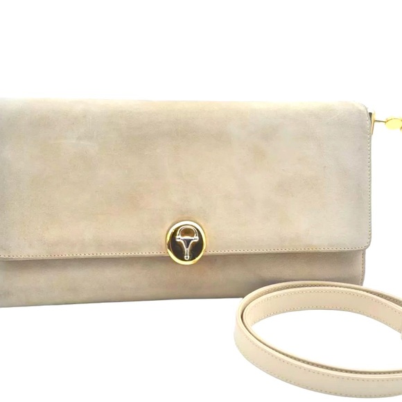 Gucci Handbags - SOLD Authentic GUCCI Shoulder Cross Body Bag Purse Suede Leather Beige